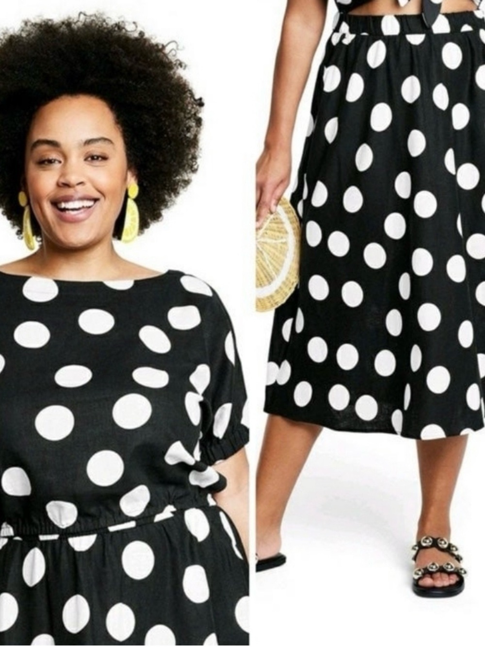 Tabitha Brown Black Dress with White Polka Dots